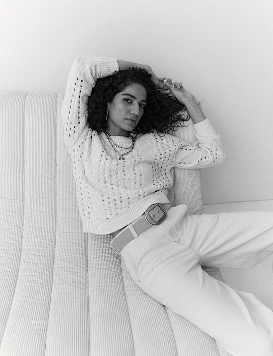 Pure Cotton Pointelle Jumper