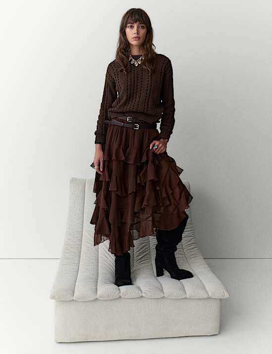 Pointelle-Pullover aus reiner Baumwolle