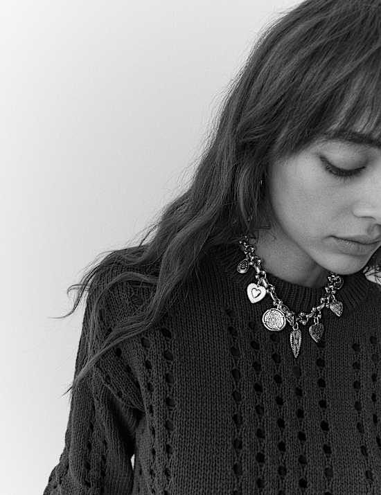 Pointelle-Pullover aus reiner Baumwolle