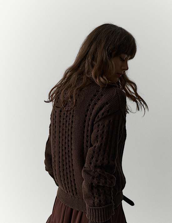 Pointelle-Pullover aus reiner Baumwolle