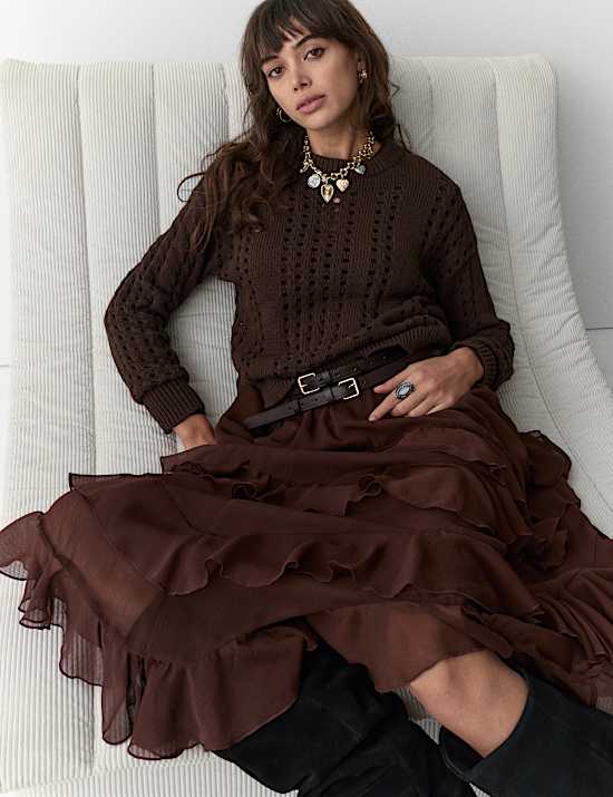 Pointelle-Pullover aus reiner Baumwolle