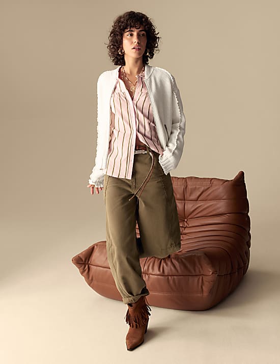 Cotton Rich Ruffle Bomber Jacket