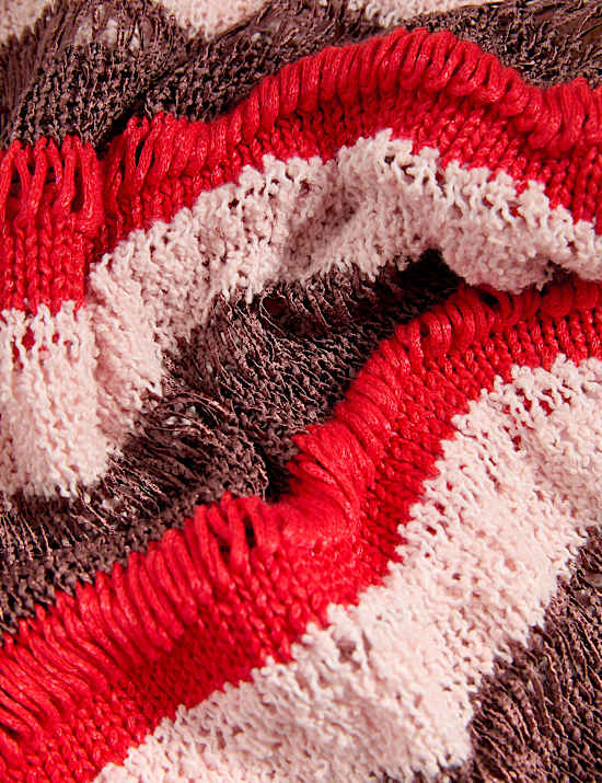 Cotton Blend Striped Cropped Jumper