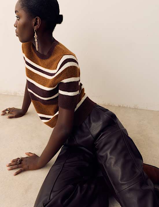 Striped Knitted Top with Mohair