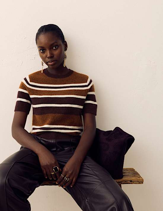 Striped Knitted Top with Mohair