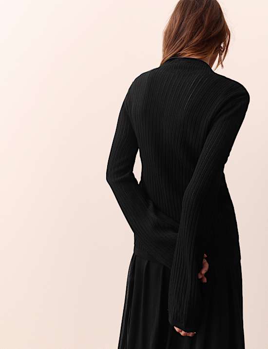 Pointelle Fitted Cardigan