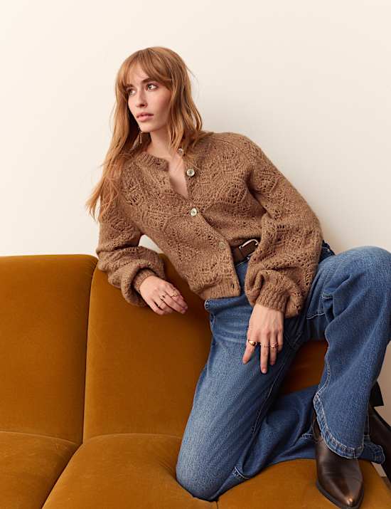 Pointelle Cardigan with Wool