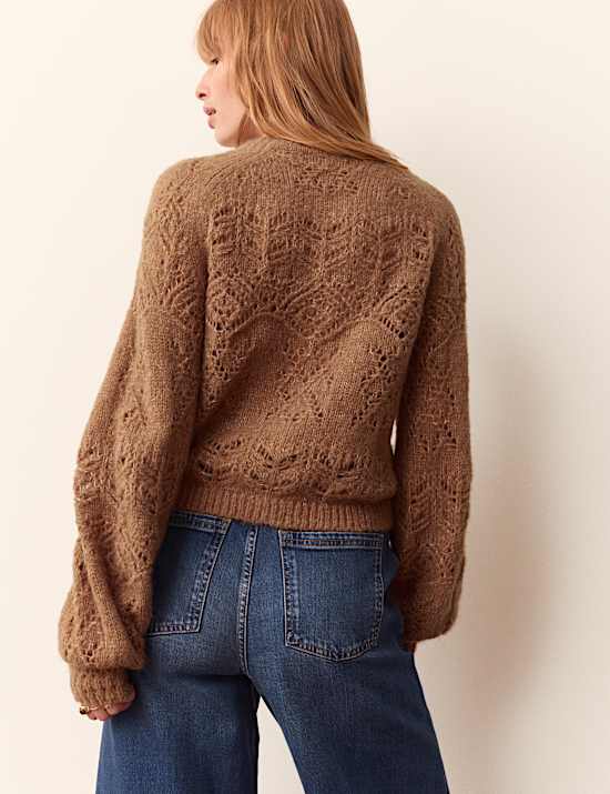 Pointelle Cardigan with Wool