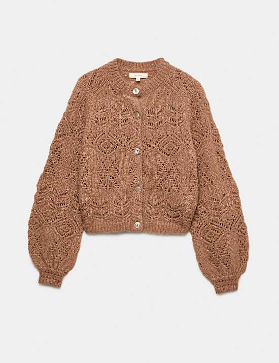 Pointelle Cardigan with Wool