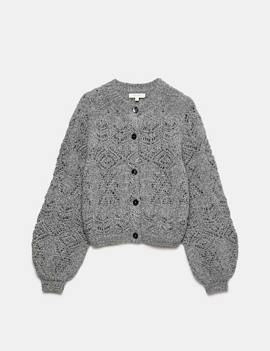 Pointelle Cardigan with Wool