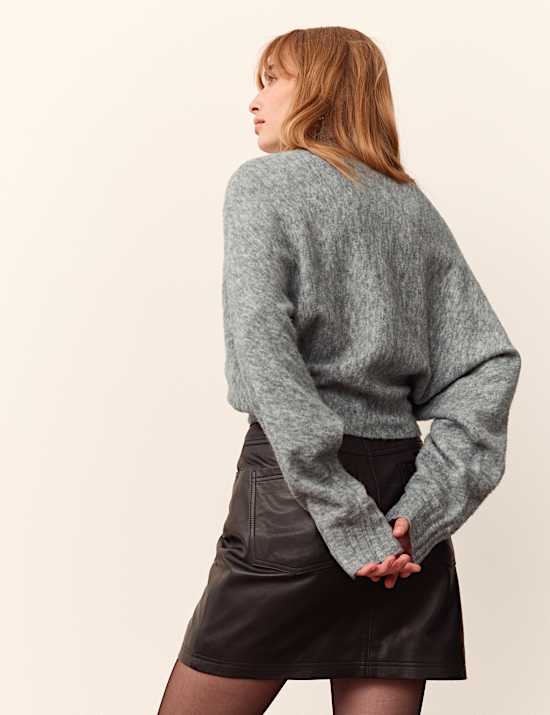 Balloon Sleeve Roll Neck Jumper with Wool