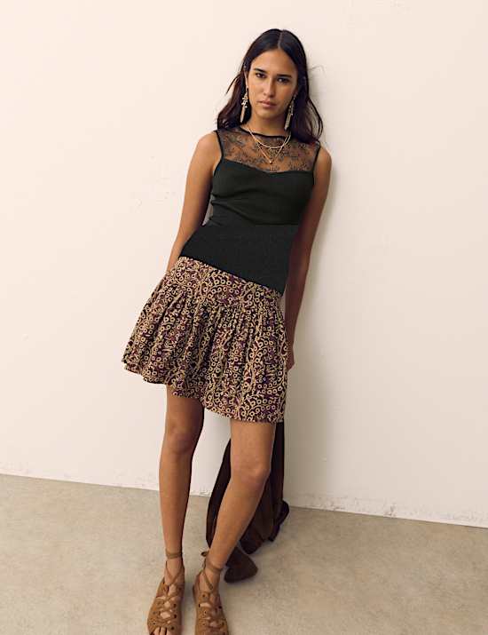 Textured Lace Detail Knitted Top