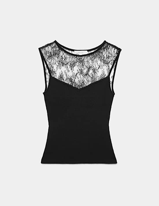 Textured Lace Detail Knitted Top
