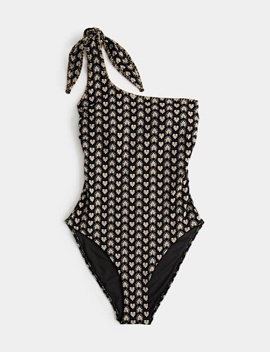 Printed Padded One Shoulder Swimsuit