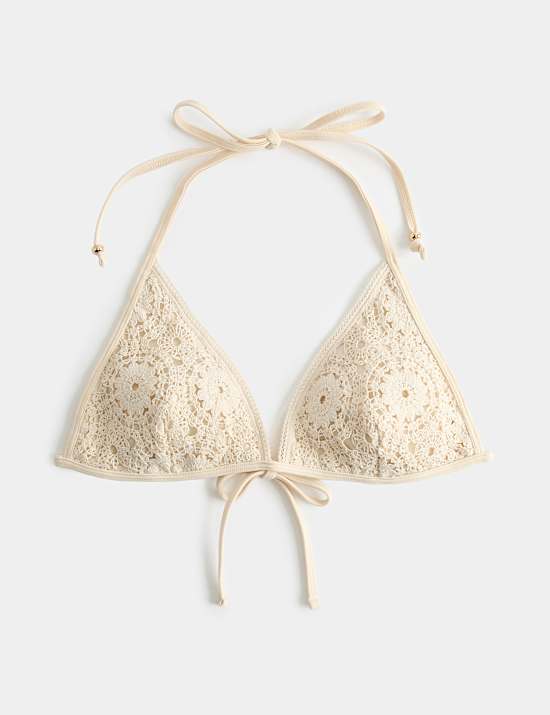 Cotton Rich Crochet Style Triangle Bikini Top
