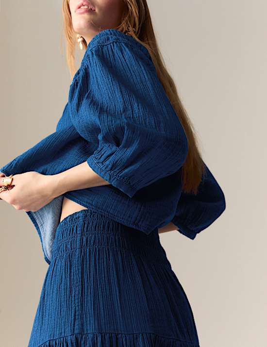 חצאית מדורגת מכותנה טהורה באורך מידקסי