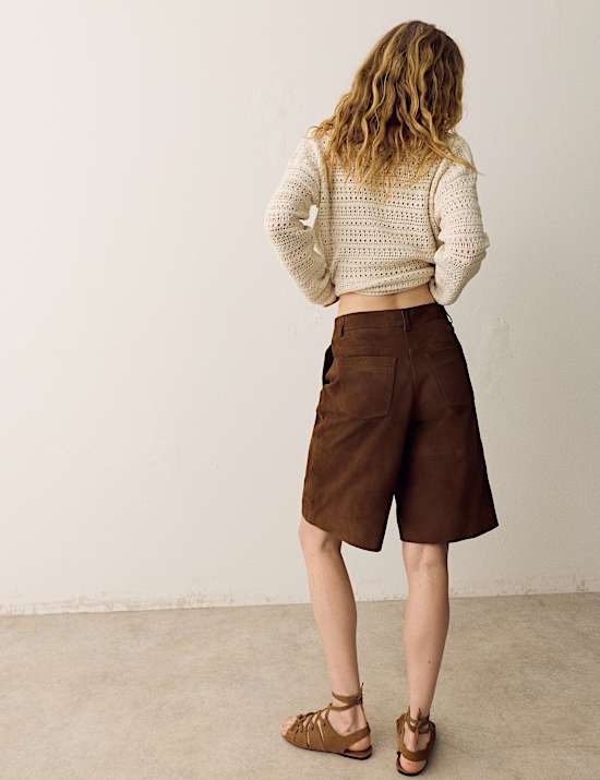 Suede Bermuda Shorts