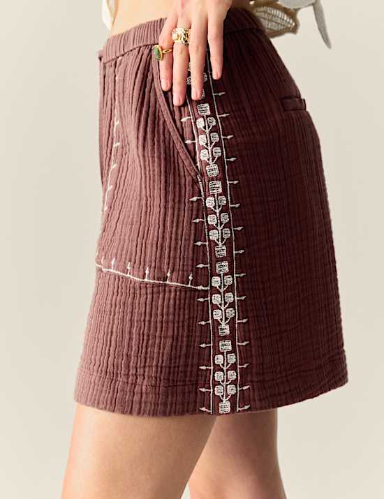 Pure Cotton Embroidered Triple Cloth Shorts