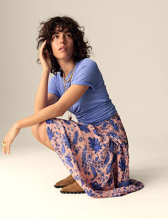 Floral Midi Tiered Maxi Skirt