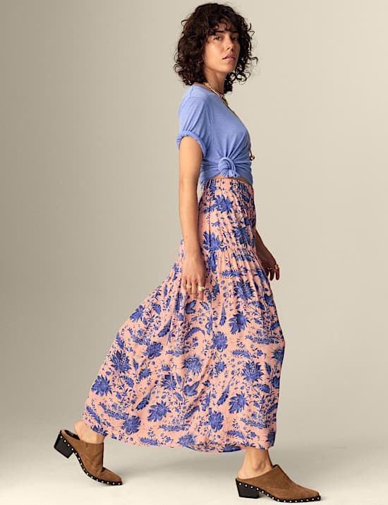 Floral Midi Tiered Maxi Skirt