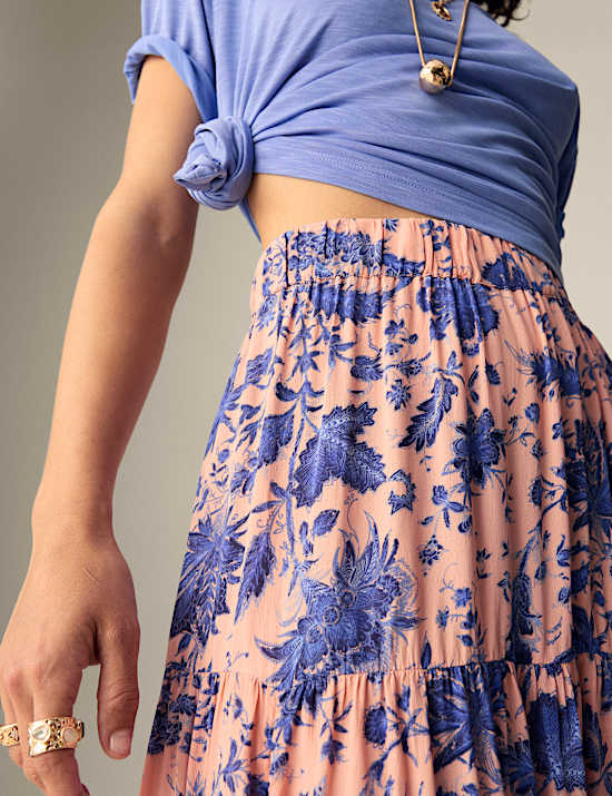 Floral Midi Tiered Maxi Skirt