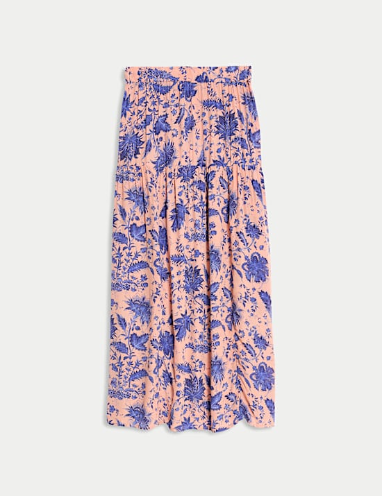 Floral Midi Tiered Maxi Skirt