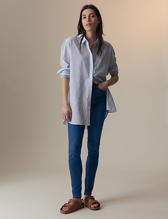 Skinny-Jeans mit hohem Bund und hohem Lyocell-Anteil