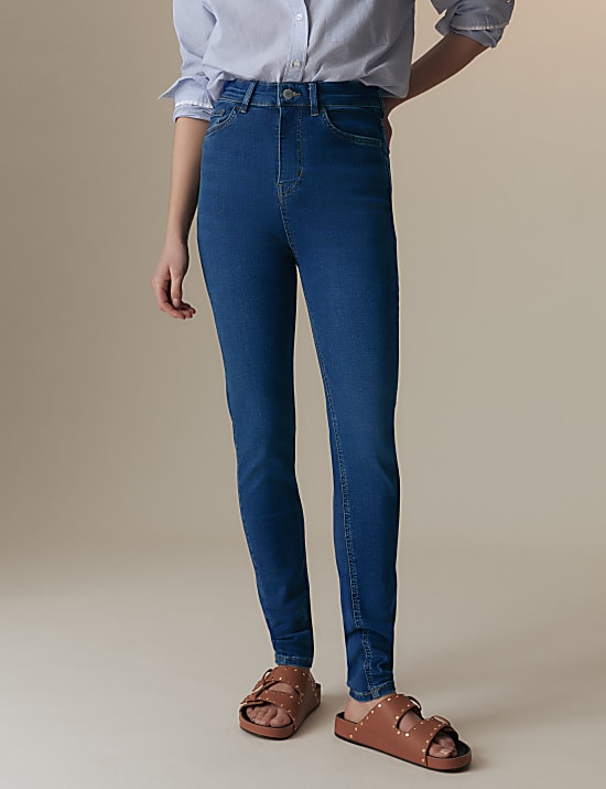Skinny-Jeans mit hohem Bund und hohem Lyocell-Anteil