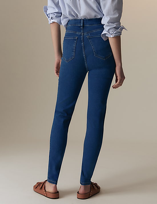 Skinny-Jeans mit hohem Bund und hohem Lyocell-Anteil