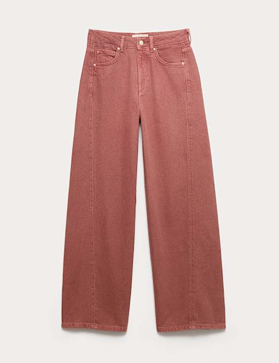 Lyocell Blend High Waisted Wide Leg Jeans