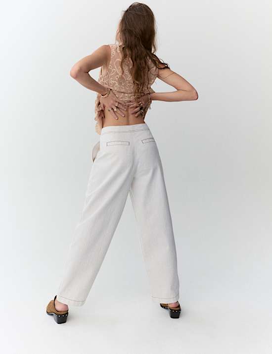 High Waisted Barrel Trousers