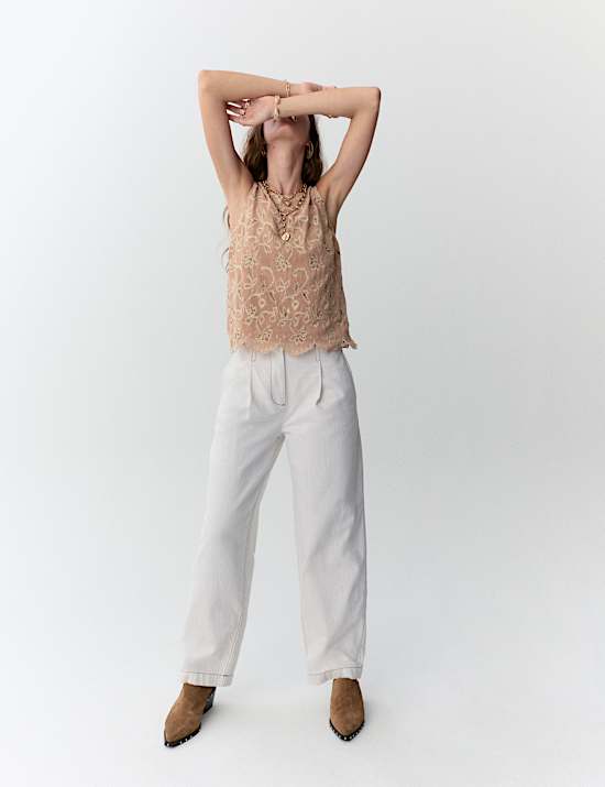 High Waisted Barrel Trousers