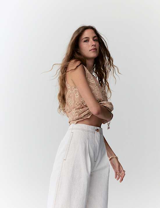 High Waisted Barrel Trousers