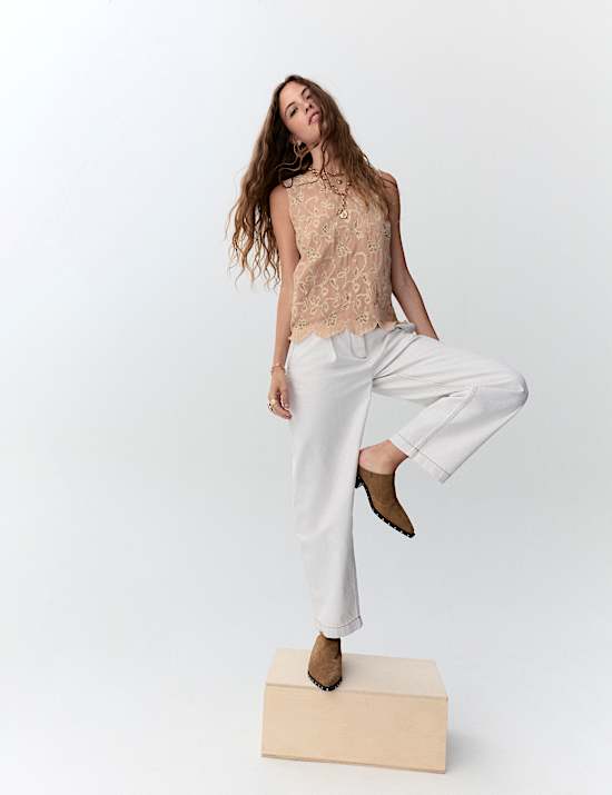 High Waisted Barrel Trousers