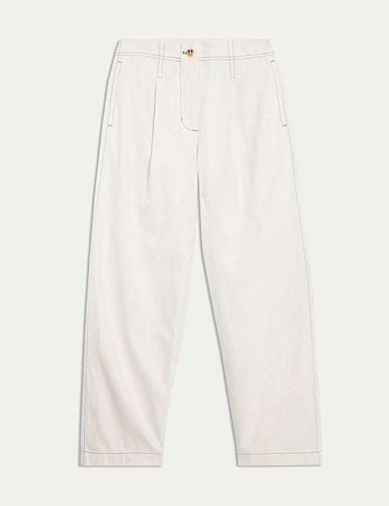 High Waisted Barrel Trousers