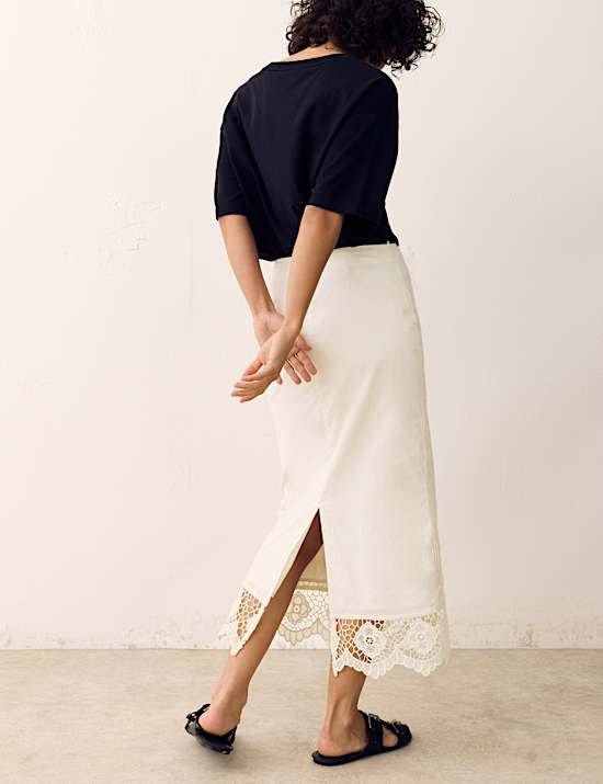 Robe midaxi coupe droite 100 % coton brod&eacute;