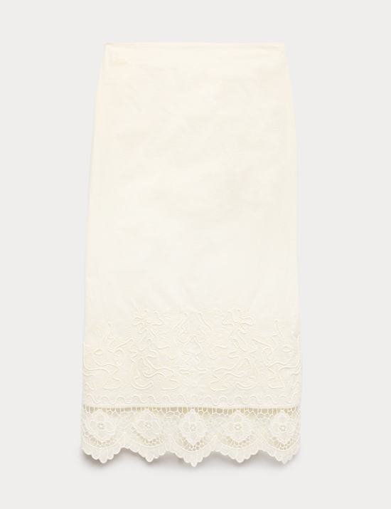 Pure Cotton Embroidered Midaxi Column Skirt