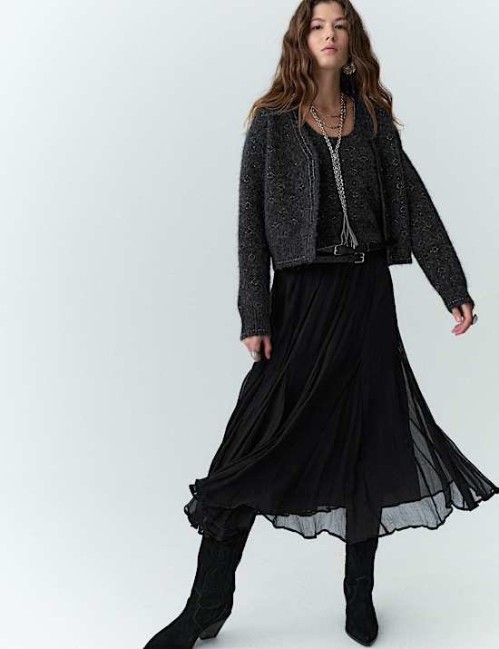 Pure Cupro Chiffon Maxi Skirt