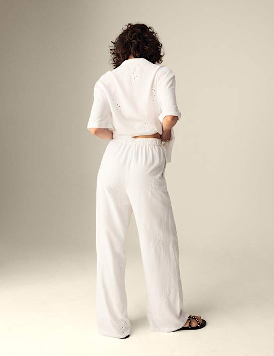 Embroidered Wide Leg Trousers