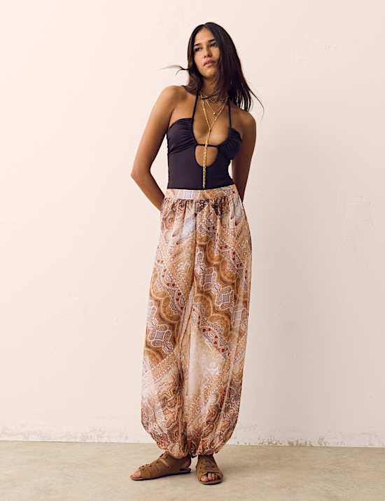 Sheer Paisley Balloon Trousers