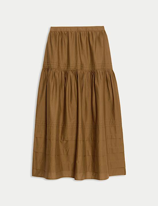 Pure Cotton Midaxi Tiered Skirt
