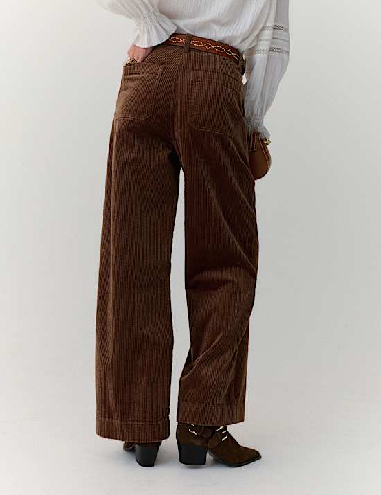 Pantalon large en 100 % coton de velours côtelé