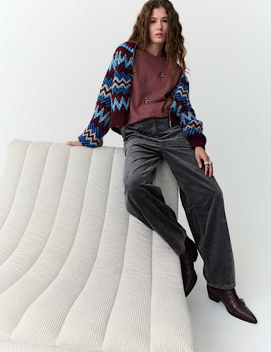 Pure Cotton Cord Barrel Leg Trousers