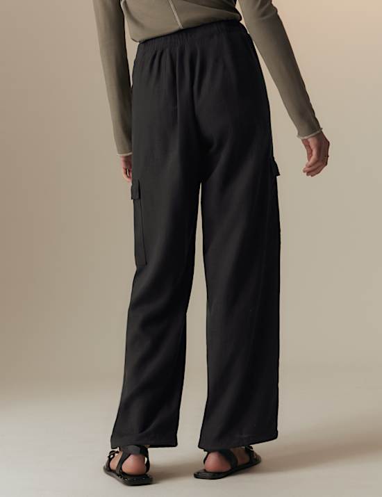 Linen Blend Cargo Trousers