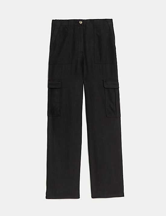Linen Blend Cargo Trousers