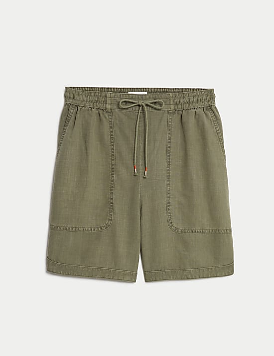 Linen Blend High Waisted Shorts