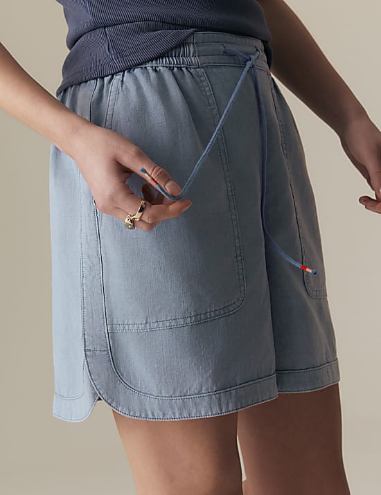 Linen Blend High Waisted Shorts