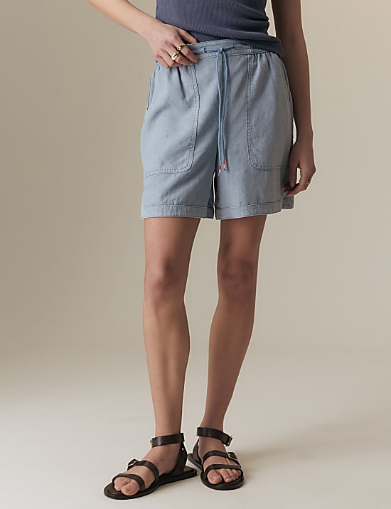Linen Blend High Waisted Shorts