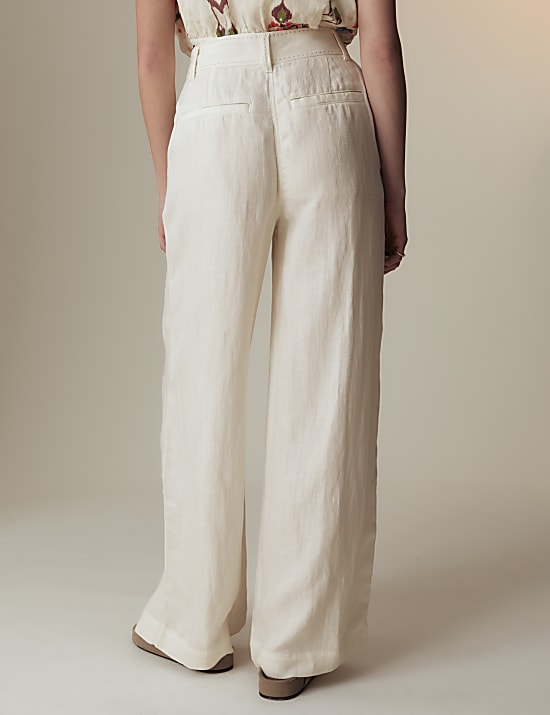 Linen Blend Herringbone Trousers