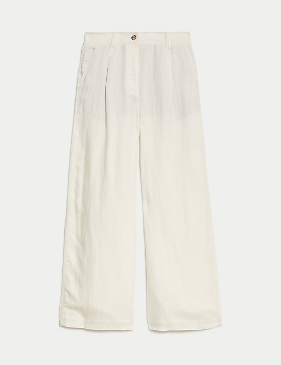 Linen Blend Herringbone Trousers